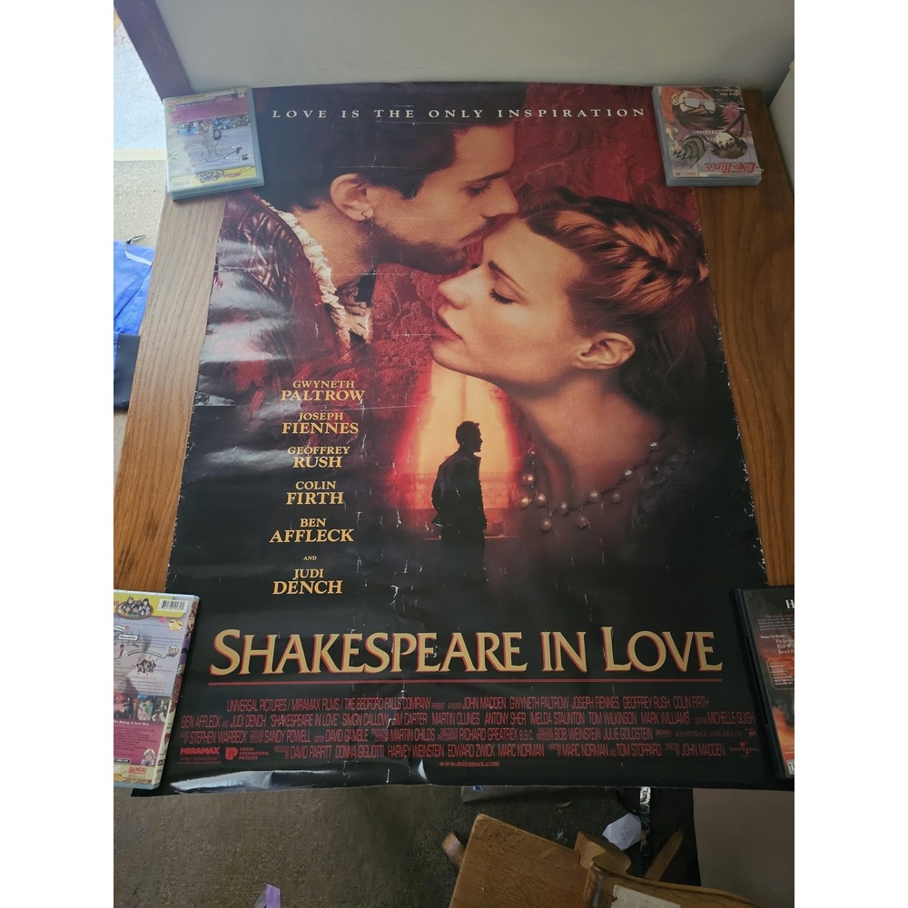 Vintage Shakespeare In Love Miramax Movie Poster Gwyneth Paltrow Fiennes Affleck